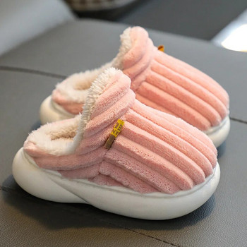 Зимни детски бебешки момчета момичета зимни чехли анимационни нехлъзгащи се домашни обувки на закрито модни топли детски обувки за спалня чехли