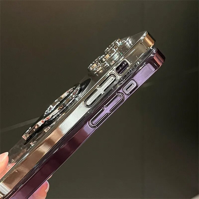 Επιμετάλλωση διάφανη μαγνητική θήκη βάσης δακτυλίου για iPhone 15 Pro Max 14 13 12 11 For Magsafe Wireless Charging Σκληρό κάλυμμα