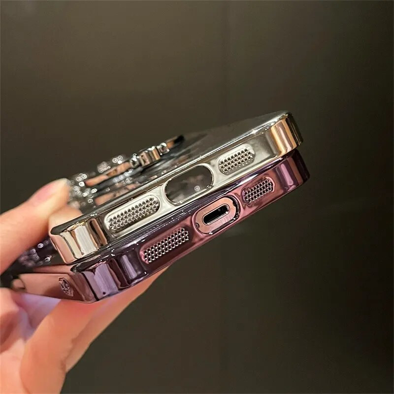 Επιμετάλλωση διάφανη μαγνητική θήκη βάσης δακτυλίου για iPhone 15 Pro Max 14 13 12 11 For Magsafe Wireless Charging Σκληρό κάλυμμα