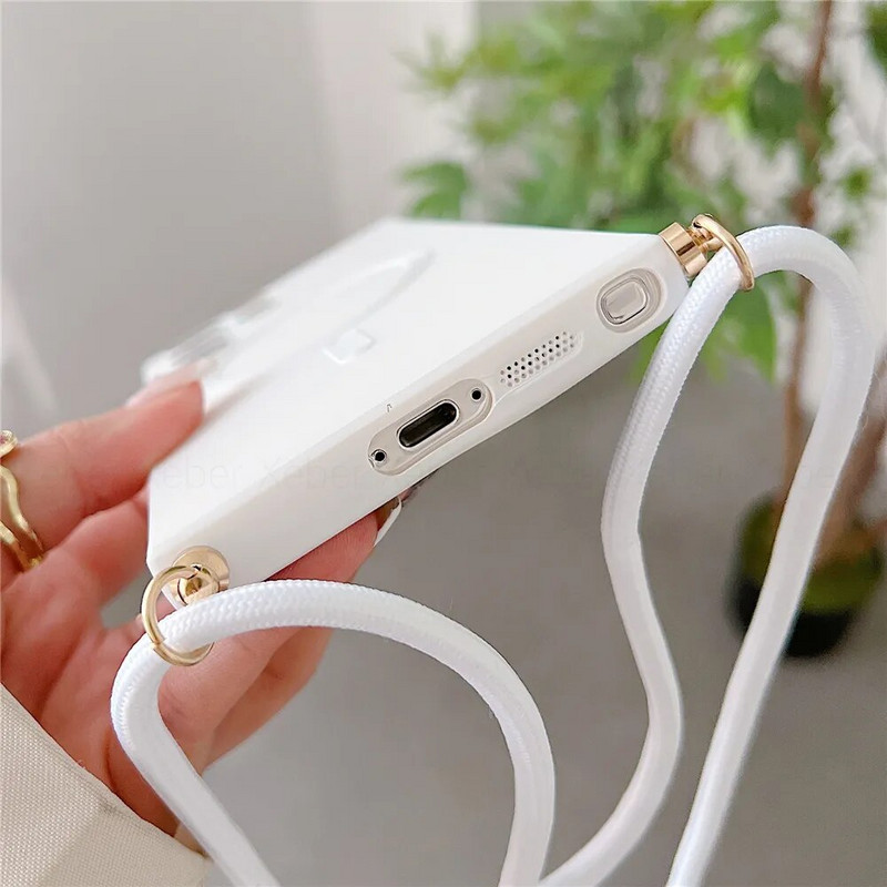 Lanyard Crossbody Necklace Magnētiskais uzlādes futrālis Samsung S23 Ultra S22 S21 Plus S20 FE Note 20 10 Pro matēts vāciņš priekš Magsafe