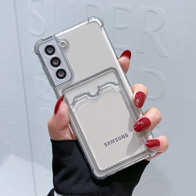 Card Holder Bag Transparent Case For Samsung Galaxy S21 FE S22 S23 Plus A13 A14 A34 A54 M33 M53 A22 A32 A42 A52 A33 A53 5G Case