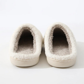 Дамски чехли сърце Мъжки домашни пухкави обувки Зимни възрастни Вътрешни плюшени вълнени спални Нехлъзгащи се топли черни бели карирани пързалки
