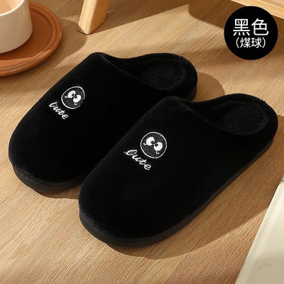 Sievietēm siltas kokvilnas čības vīriešiem ziemas, pūkainas plīša čības pieaugušajiem, baltas, jaukas multfilmas lācis iekštelpām, ērtas samta biezas kurpes