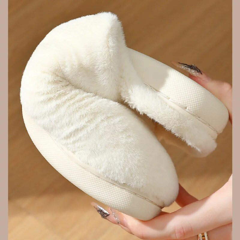 Sievietēm siltas kokvilnas čības vīriešiem ziemas, pūkainas plīša čības pieaugušajiem, baltas, jaukas multfilmas lācis iekštelpām, ērtas samta biezas kurpes