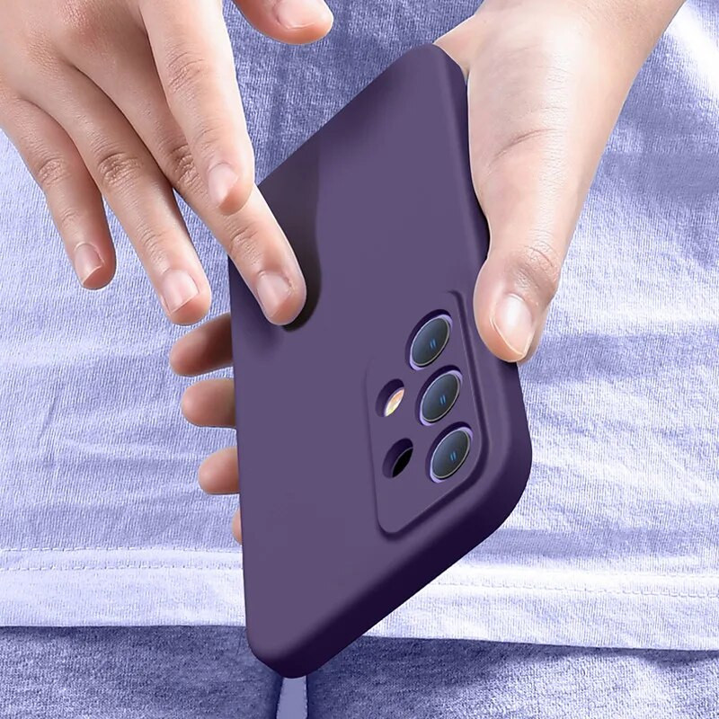 Τετράγωνη θήκη υγρής σιλικόνης για Samsung Galaxy S24 S23 A73 A53 A33 A23 A13 A52 A72 A42 A71 A51 A21S Πολυτελές μαλακό κάλυμμα