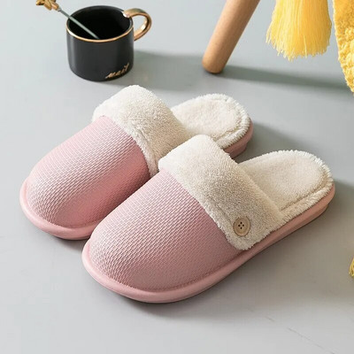 Sieviešu ziemas noņemamas čības Ūdensnecaurlaidīgas iekštelpu ikdienas siltas plīša čības Modes Kokvilnas kažokādas slaidi Mājas Pārim Apavi