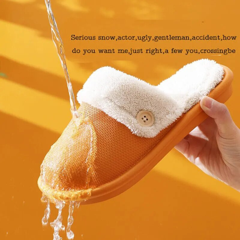 Sieviešu ziemas noņemamas čības Ūdensnecaurlaidīgas iekštelpu ikdienas siltas plīša čības Modes Kokvilnas kažokādas slaidi Mājas Pārim Apavi