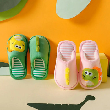 Памучни обувки Детски сладки топли зимни обувки за момичета Космати вътрешни чехли за деца Момче Зимни анимационни бебешки неплъзгащи се домашни чехли