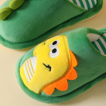 Памучни обувки Детски сладки топли зимни обувки за момичета Космати вътрешни чехли за деца Момче Зимни анимационни бебешки неплъзгащи се домашни чехли