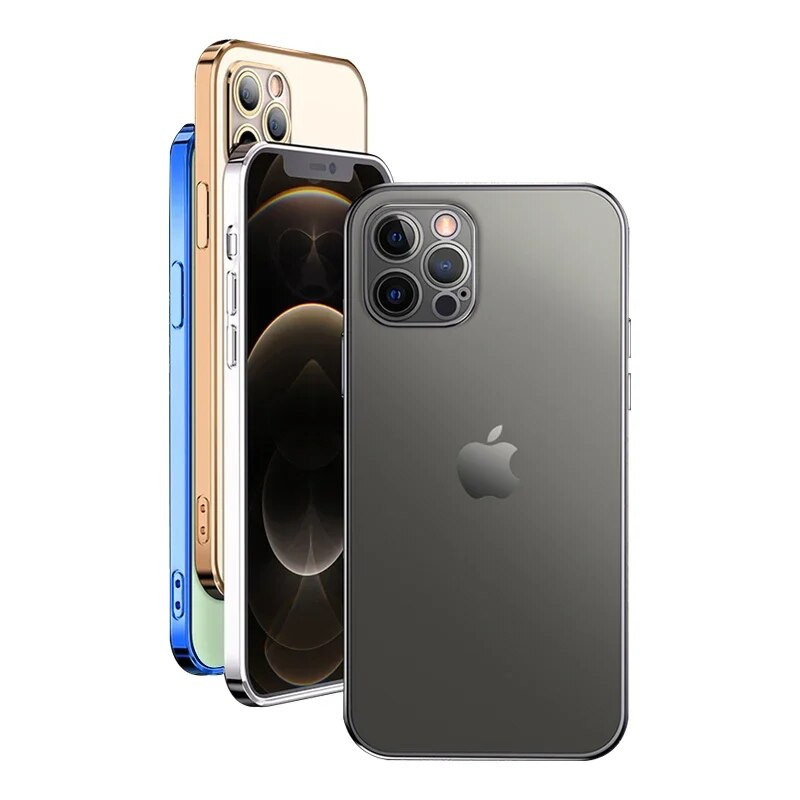 Luxus bevonat négyzet alakú átlátszó tok iPhone 12 11 13 14 15 Pro Max Mini SE X XS XR 7 8 Plus puha vékony átlátszó burkolathoz