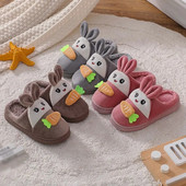 Ziemas zēni, meitenes, kokvilnas čības Jaunas, jaukas trusis ausis, plīša čības Maziem bērniem, modes mājas iekštelpu grīdas apavi