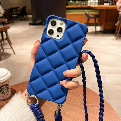 3D luksuslik Diamond Crossbody kaelarihmaümbris iPhone 15 13 11 12 14 Pro Max Mini XS XR 7 8 Plus SE põrutuskindel pehme silikoonkate