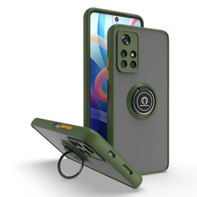 Αντικραδασμική ματ θήκη για Xiaomi Redmi Note 11 Pro Max 9 10 Poco X3 NFC 9c 9s 8 GT M3 11T F3 9A 9T 5G Μεταλλικό κάλυμμα δαχτυλιδιού