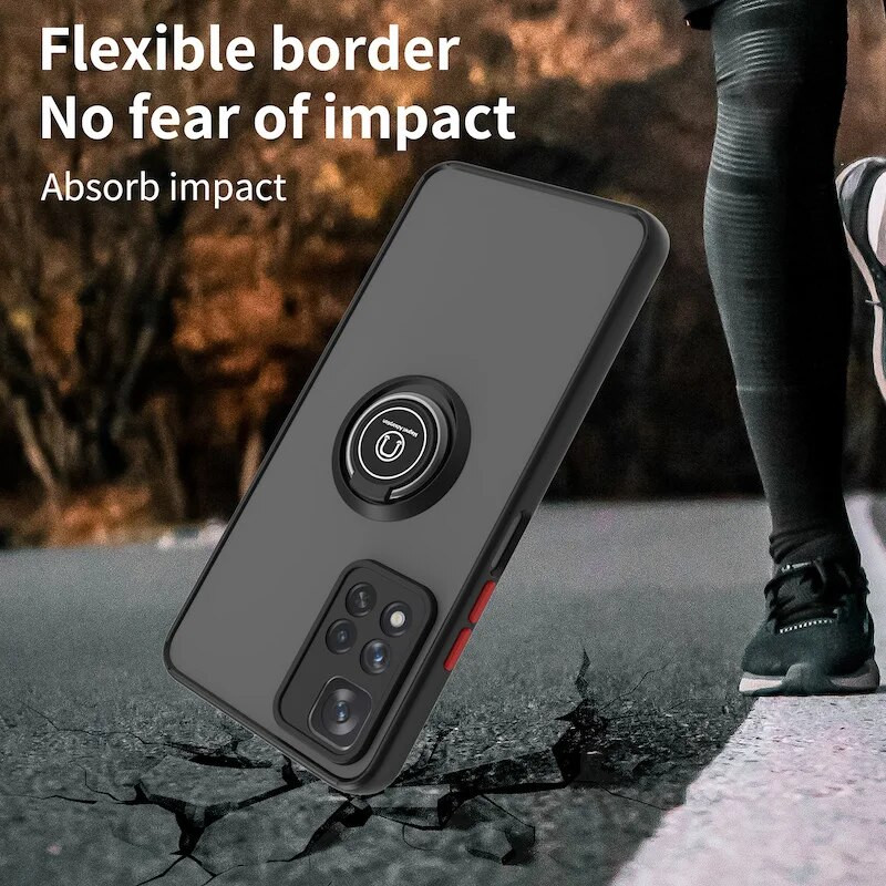 Αντικραδασμική ματ θήκη για Xiaomi Redmi Note 11 Pro Max 9 10 Poco X3 NFC 9c 9s 8 GT M3 11T F3 9A 9T 5G Μεταλλικό κάλυμμα δαχτυλιδιού