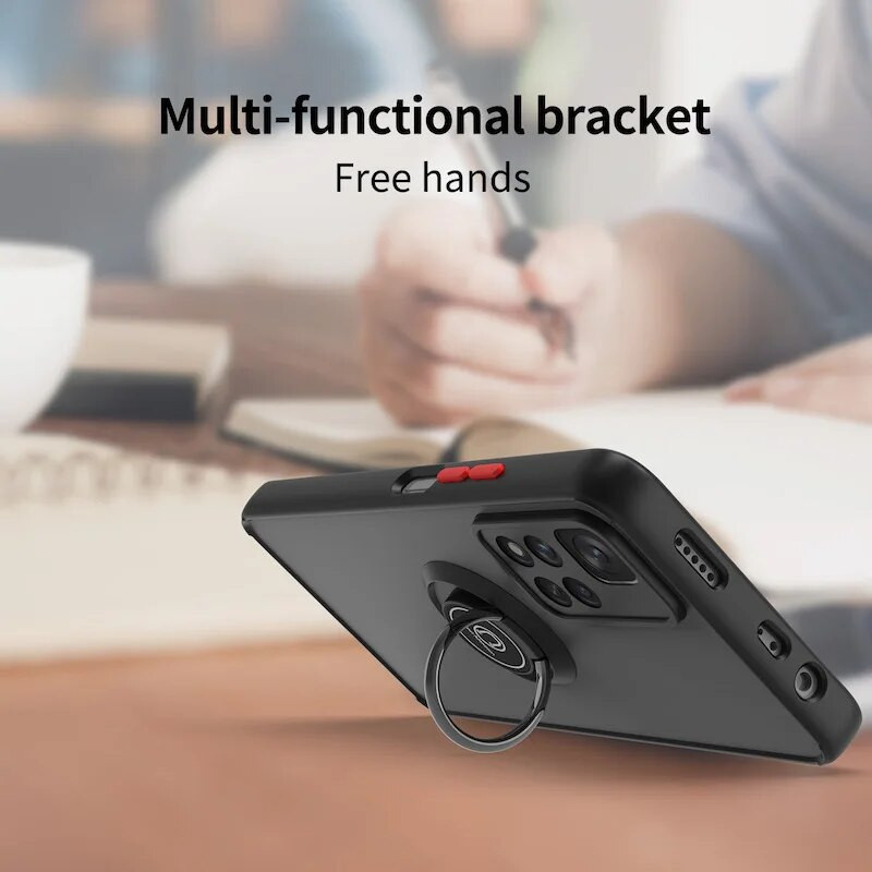 Αντικραδασμική ματ θήκη για Xiaomi Redmi Note 11 Pro Max 9 10 Poco X3 NFC 9c 9s 8 GT M3 11T F3 9A 9T 5G Μεταλλικό κάλυμμα δαχτυλιδιού