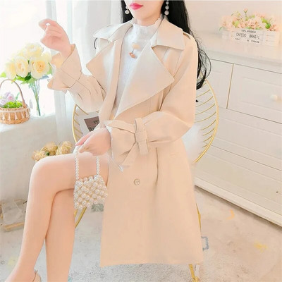 2022. gada modes mētelis sieviešu pavasara rudens ikdienišķa plāna sieviešu vējjaka ar divrindu vidēji garu virsdrēbju