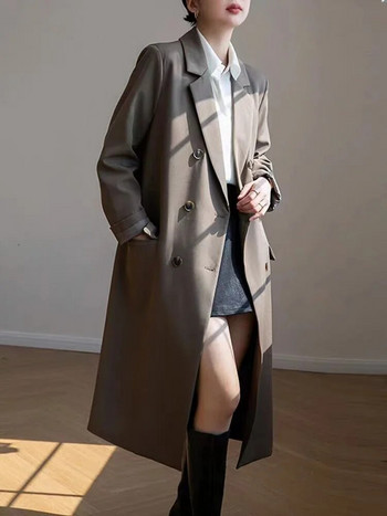 Long Trench Women Leisure Streetwear Office Lady All-Match Κομψά πανωφόρια ιδιοσυγκρασίας Μινιμαλιστικό Harajuku Windbreaker Γυναικείο παλτό