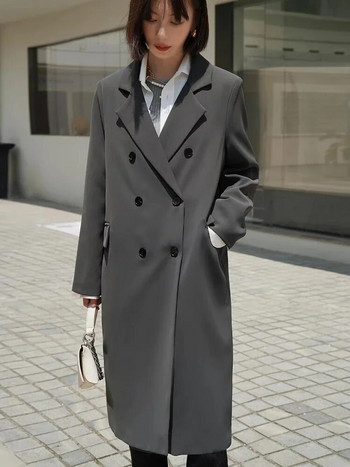 Long Trench Women Leisure Streetwear Office Lady All-Match Κομψά πανωφόρια ιδιοσυγκρασίας Μινιμαλιστικό Harajuku Windbreaker Γυναικείο παλτό