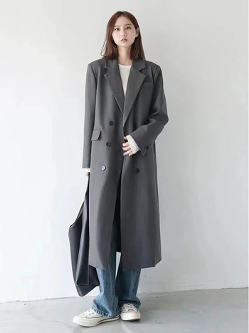 Long Trench Women Leisure Streetwear Office Lady All-Match Κομψά πανωφόρια ιδιοσυγκρασίας Μινιμαλιστικό Harajuku Windbreaker Γυναικείο παλτό