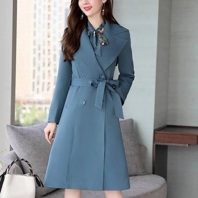 Moodsad revääri nööbid, sidemega vöörimantlid Naiste riided 2023. aasta sügis, uued ülisuured vabaaja ülaosad.