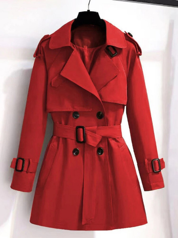 Proljeće jesen Trenč kaput Ženski 2022. Novi korejski dvoredni srednji dugi trenč kaput Kaput Vjetrovka Ženska gornja odjeća