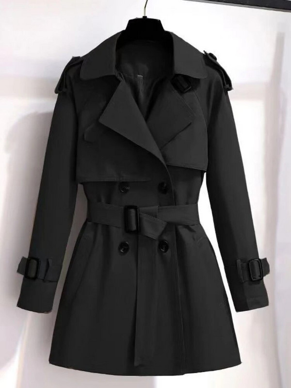 Proljeće jesen Trenč kaput Ženski 2022. Novi korejski dvoredni srednji dugi trenč kaput Kaput Vjetrovka Ženska gornja odjeća