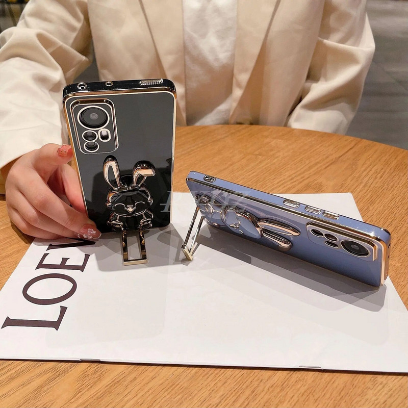 3D Cute Rabbit kokkupandav statiiviümbris Xiaomi Redmi Note 12 11 10 9 9A 9T 9C 8 10C 7 M3 X3 Pro Max elektrilise löögikindel kate jaoks