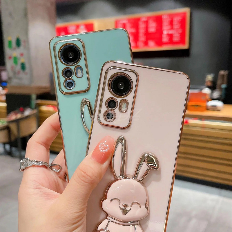 3D Cute Rabbit kokkupandav statiiviümbris Xiaomi Redmi Note 12 11 10 9 9A 9T 9C 8 10C 7 M3 X3 Pro Max elektrilise löögikindel kate jaoks