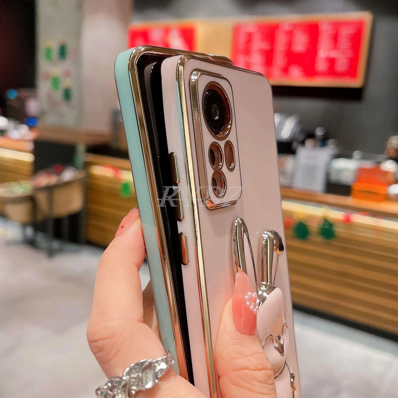 3D Cute Rabbit kokkupandav statiiviümbris Xiaomi Redmi Note 12 11 10 9 9A 9T 9C 8 10C 7 M3 X3 Pro Max elektrilise löögikindel kate jaoks