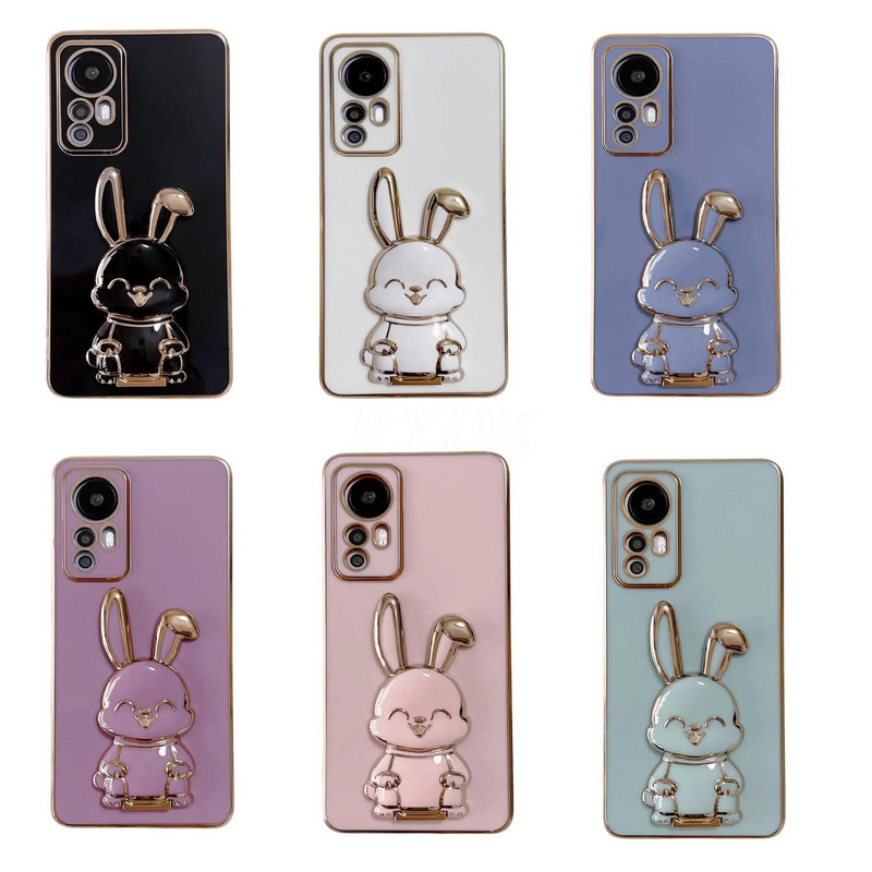3D Cute Rabbit kokkupandav statiiviümbris Xiaomi Redmi Note 12 11 10 9 9A 9T 9C 8 10C 7 M3 X3 Pro Max elektrilise löögikindel kate jaoks