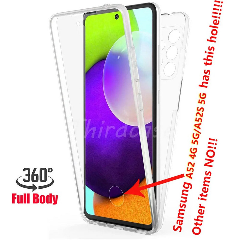 360 Full Body Cover Ütésálló tok Samsung Galaxy A24 A53 A34 A54 A13 A03 A14 A52 A52S A33 A72 A73 A32 A22 A23 5G lökhárítóhoz