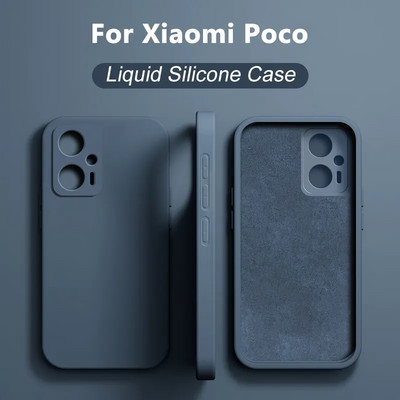 Оригинален течен силиконов калъф за Xiaomi Poco X4 X3 X5 F5 Pro F3 F4 GT Калъфи за телефони за Poco X4 GT X3 NFC M4 Pro Удароустойчив капак