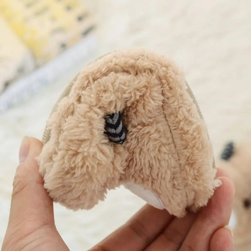 Παντόφλες για μικρά αγόρια για παιδιά εσωτερικού χώρου Χειμερινό καρτούν Ζώο αρκουδάκι βελούδινα ζεστά παπούτσια σπιτιού Μαλακή σόλα από καουτσούκ για το σπίτι Παπούτσια για μωρά