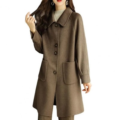 Γυναικείο μάλλινο παλτό μονόστομο μάλλινο παλτό Κομψό γυναικείο μάλλινο παλτό πέτο μακρυμάνικο μονό στήθος με για το φθινόπωρο