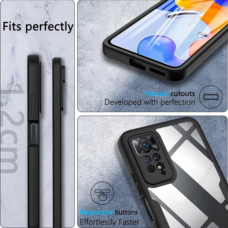 360 teljes védelmi tok XiaoMi RedMi Note 11 11s 10 10s Pro Plus 5G 4G 9 9s 9T 9A 9C 12 NFC 10C globális verzió puha borítóhoz