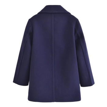 PB&ZA 2023 Φθινόπωρο/Χειμώνας Νέο γυναικείο μεταλλικό παλτό με μακρυμάνικο γιακά πόλο με διπλό στήθος, απαλό μάλλινο παλτό