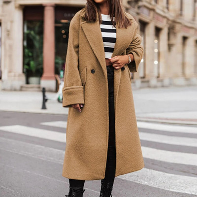 Γυναικείο χειμωνιάτικο μακρύ παλτό με μακρύ μανίκι με κουμπωτά γυναικεία παλτό ζεστό μακρύ κομψό κορεάτικο παλτό για όμορφη γυναίκα 2023