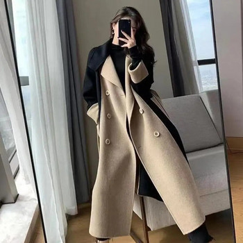 Шикозно дамско зимно палто със средна дължина, поддържащо топлината, дълго стилно голямо дамско палто против бръчки