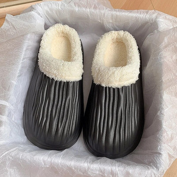 Αδιάβροχες βελούδινες παντόφλες Ζεστή χοντρή σόλα Γυναικείες γούνινες παντόφλες Ligth Eva Winter Outdoor βαμβακερά παπούτσια Couple Home Slides Indoor