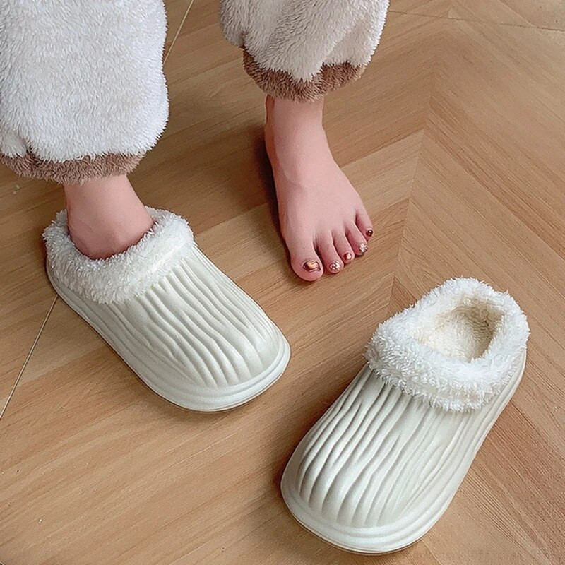 Veekindlad plüüsis sussid, soojad, paksu tald, naiste karvased sussid Kerged Eva talv õues puuvillased kingad, paar kodu liugused siseruumides