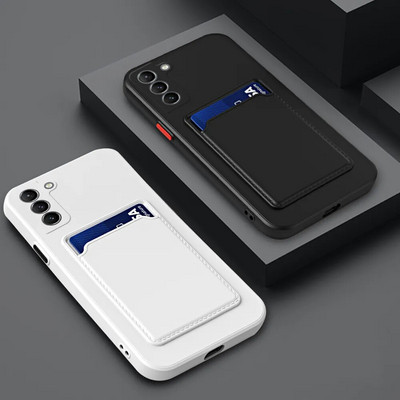 Мек силиконов калъф за Samsung Galaxy S23 Ultra S22 S21 S20 FE S10 Plus A50 A30 A20 A34 A54 A53 5G Holde Wallet Card Phone Cover
