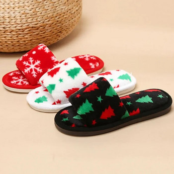 Коледни чехли Дамски прекрасни снежинки Чехли за коледна елха Вътрешни домашни обувки Плюшени памучни пързалки Обувки с дебела подметка
