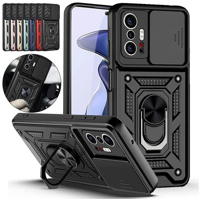 Mi11T Case Slide Camera Удароустойчиви бронирани калъфи за Xiaomi11T Xiaomi Xiomi Mi 11T 11 T Pro Car Magnetic Holder Ring Protect Shell