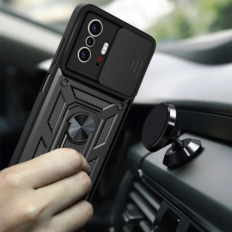 Θήκη Mi11T Slide κάμερα Αντικραδασμικές Θήκες πανοπλίας για Xiaomi11T Xiaomi Xiomi Mi 11T 11 T Pro Car Magnetic Holder Ring Protect Shell