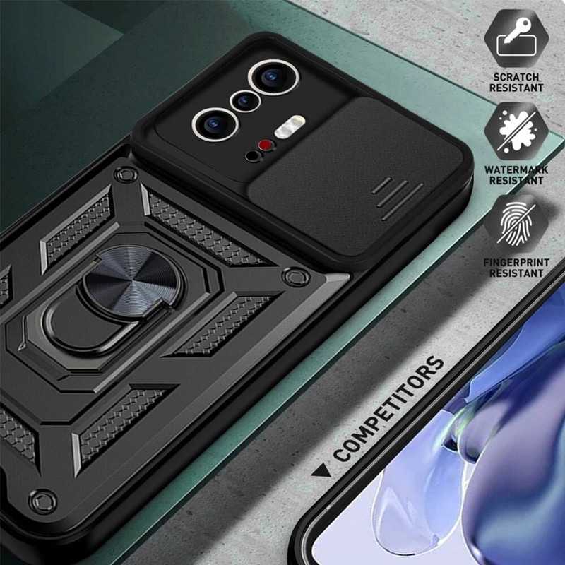 Θήκη Mi11T Slide κάμερα Αντικραδασμικές Θήκες πανοπλίας για Xiaomi11T Xiaomi Xiomi Mi 11T 11 T Pro Car Magnetic Holder Ring Protect Shell