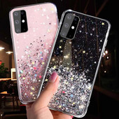 Luksusa Glitter Star korpuss Samsung Galaxy A01 A02 A20E A21S A10 A12 A21 A31 M31 A40 A41 A51 A52 A70 A71 A82 5G silikona vāciņš