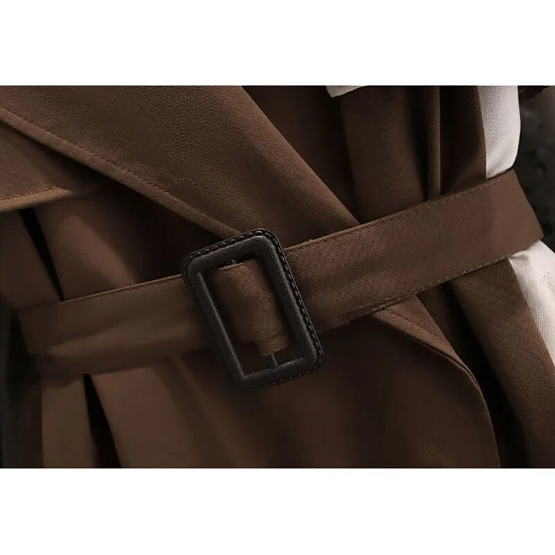 2023 m. rudens korėjietiškas vidutinio ilgio moteriškas madingas kontrastas spalvų kratinys, pavasarinis vėjo paltas, moteriškas vėjui atsparus švarkas