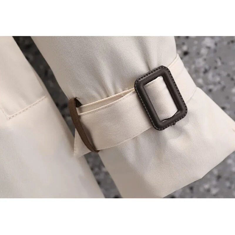 2023 m. rudens korėjietiškas vidutinio ilgio moteriškas madingas kontrastas spalvų kratinys, pavasarinis vėjo paltas, moteriškas vėjui atsparus švarkas