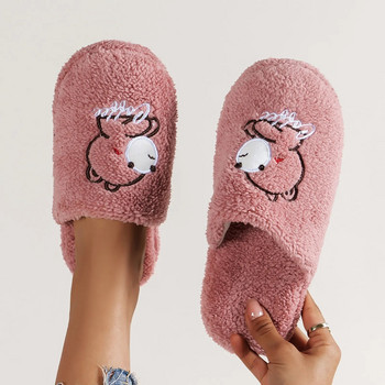 Чехли за жени Вътрешни анимационни мечки Бродирани спални Неплъзгащи се чехли Есен Зима Модни меки домашни ежедневни памучни обувки