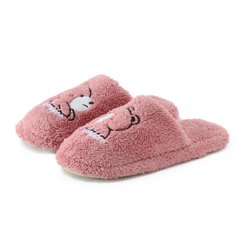 Чехли за жени Вътрешни анимационни мечки Бродирани спални Неплъзгащи се чехли Есен Зима Модни меки домашни ежедневни памучни обувки